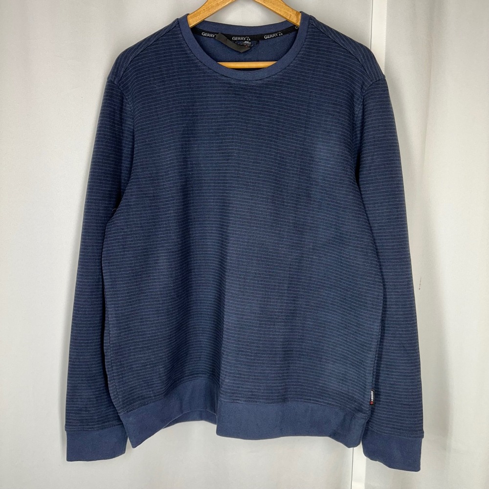 Gerry Men's Large Blue Textured Performance Crewneck Sweatshirt Pullover - Picture 2 of 11